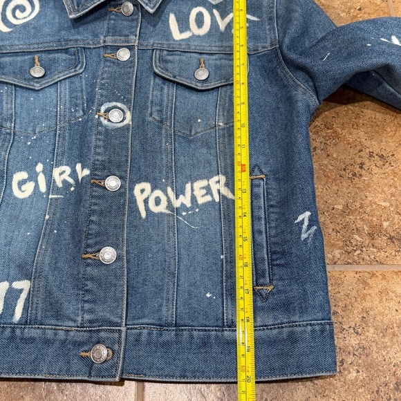 VTG Y2K Old Navy Denim Jacket DIY Design Sz M Medium Womens Hippie Casual Unique - Picture 10 of 11